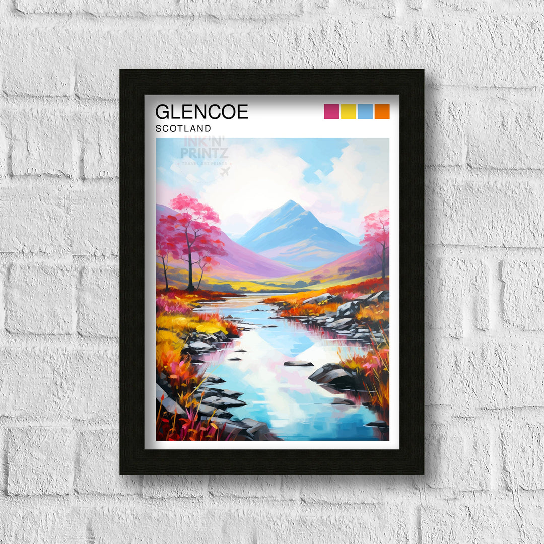 Glencoe Scotland Travel Poster Glencoe Wall Art Glencoe Scotland Landscape Poster Scotland Travel Poster Scottish Highlands Poster