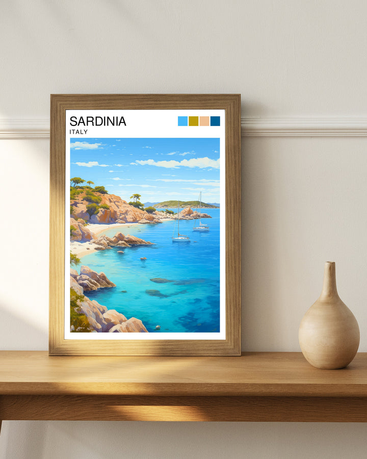 Sardinia Italy Travel Poster Sardinia Wall Decor Sardinia Poster Italy Travel Posters Sardinia Art Poster Sardinia Illustration Sardinia Wall