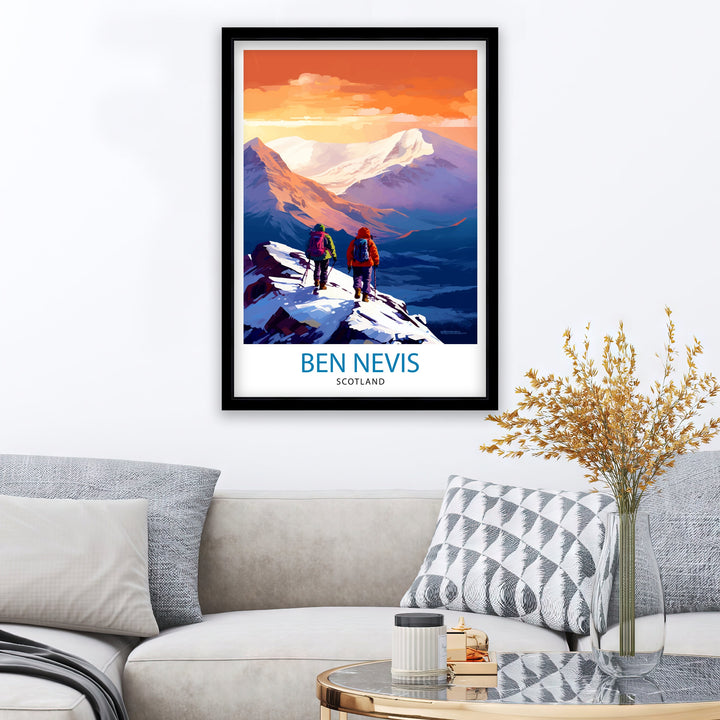 Ben Nevis Poster Scottish Mountain Decor Fort William Scotland Wall Art Ben Nevis Summit Poster Scottish Highlands Landscape Artwork Hiking