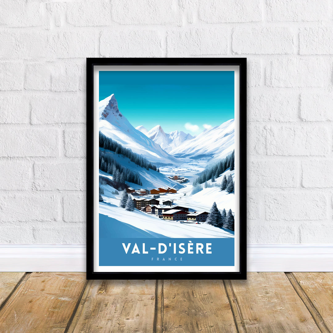 Val d Isere Travel Poster French Ski Paradise Wall Decor Val dIsere Poster Alpine Resort France Snow Landscape Art Ski Lovers Gift Idea