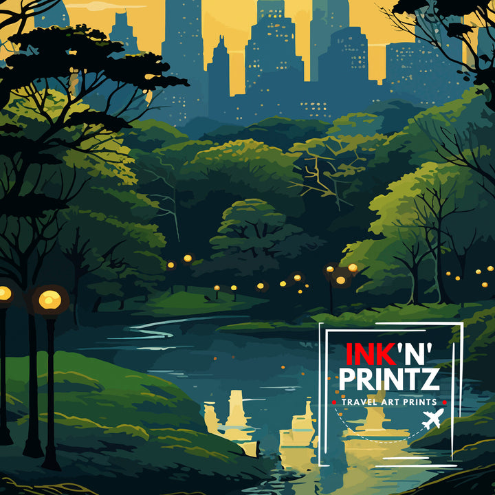 Central Park New York Travel Poster NYC Wall Decor Central Park Poster New York City Travel Posters Central Park Art Poster NYC Illustration