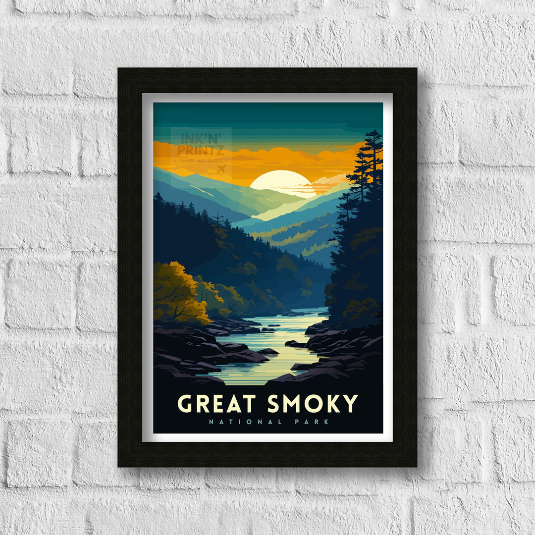 Great Smoky Mountains Travel Poster Smoky Mountains Wall Decor Smoky Mountains Home Living Decor Tennessee Travel Poster, USA National Park