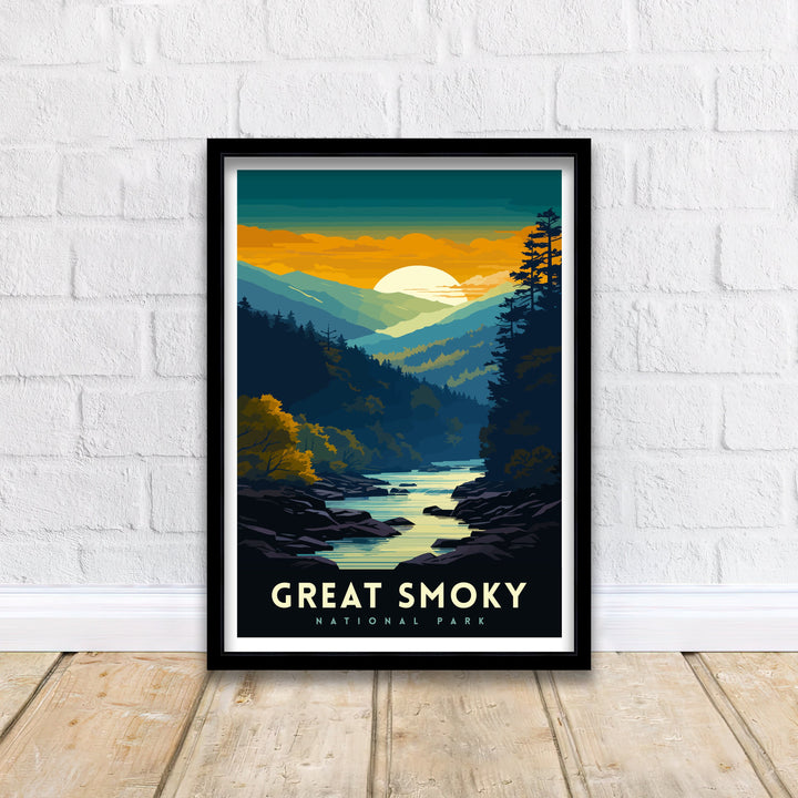 Great Smoky Mountains Travel Poster Smoky Mountains Wall Decor Smoky Mountains Home Living Decor Tennessee Travel Poster, USA National Park