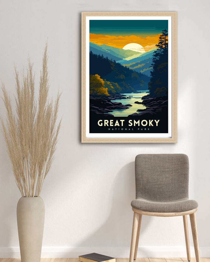 Great Smoky Mountains Travel Poster Smoky Mountains Wall Decor Smoky Mountains Home Living Decor Tennessee Travel Poster, USA National Park