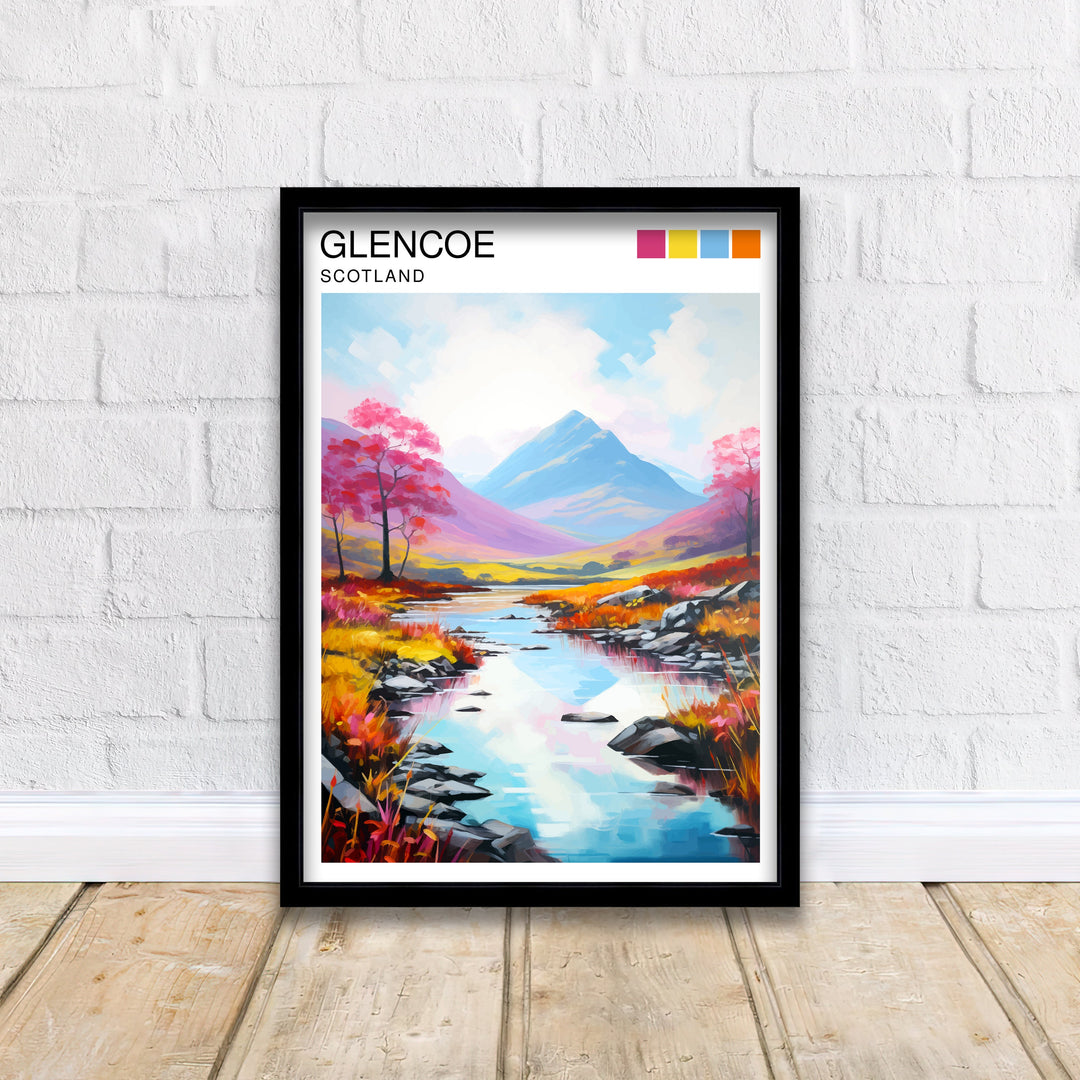 Glencoe Scotland Travel Poster Glencoe Wall Art Glencoe Scotland Landscape Poster Scotland Travel Poster Scottish Highlands Poster