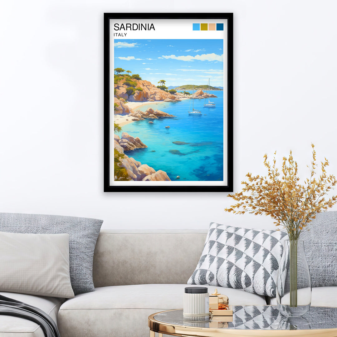 Sardinia Italy Travel Poster Sardinia Wall Decor Sardinia Poster Italy Travel Posters Sardinia Art Poster Sardinia Illustration Sardinia Wall