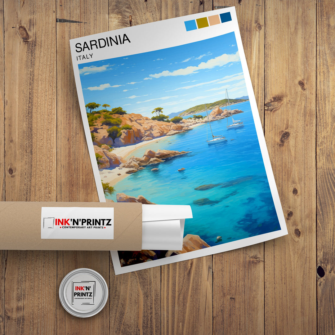 Sardinia Italy Travel Poster Sardinia Wall Decor Sardinia Poster Italy Travel Posters Sardinia Art Poster Sardinia Illustration Sardinia Wall