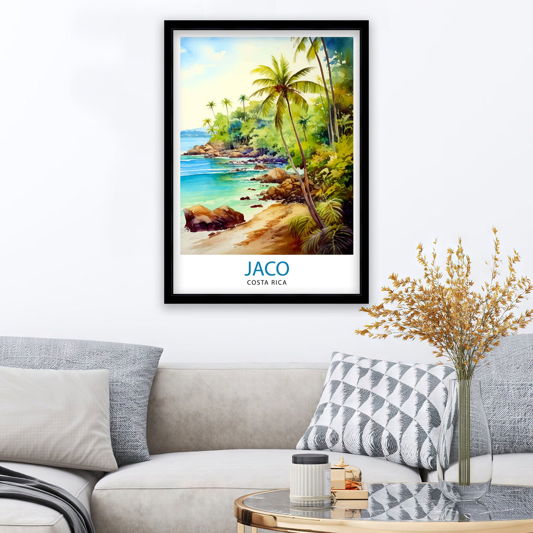 Jaco Costa Rica Poster Surf Paradise Art Tropical Beach Wall Art Jaco Beach Poster Costa Rican Coast Decor Pura Vida Lifestyle Illustration