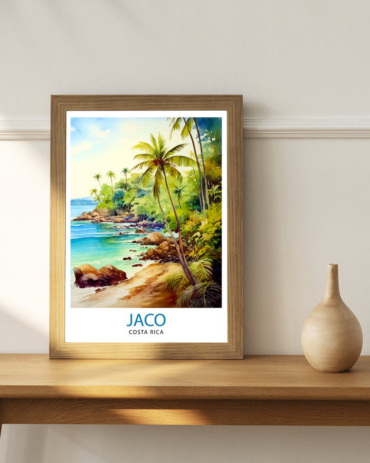 Jaco Costa Rica Poster Surf Paradise Art Tropical Beach Wall Art Jaco Beach Poster Costa Rican Coast Decor Pura Vida Lifestyle Illustration