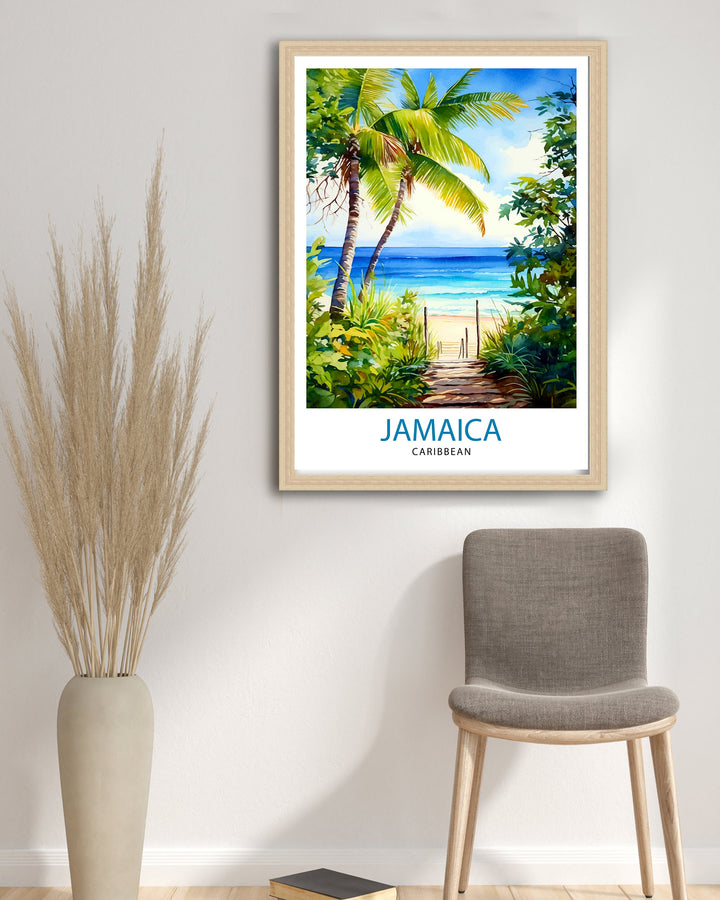 Jamaica Travel Poster, Jamaica Wall Art Jamaica Poster, Jamaica Home Decor Jamaica Illustration, Travel Poster Jamaica Gift, Jamaica Wall