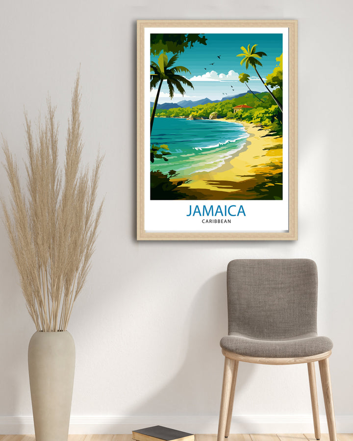 Jamaica Travel Poster, Jamaica Wall Art Jamaica Poster, Jamaica Home Decor Jamaica Illustration, Travel Poster Jamaica Gift, Jamaica Wall