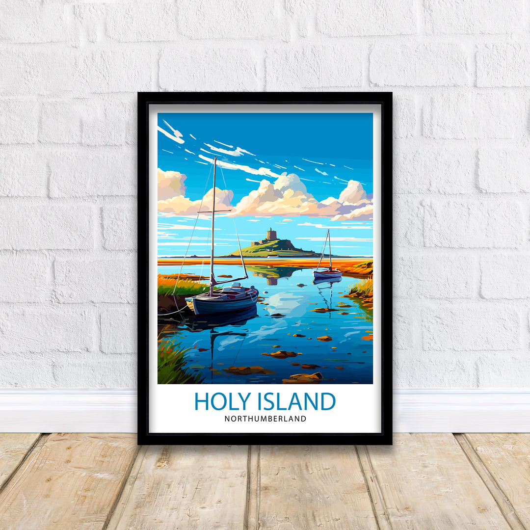 Holy Island Northumberland Travel Poster Holy Island Wall Decor Holy Island Poster Northumberland Travel Posters Holy Island Art Poster Holy