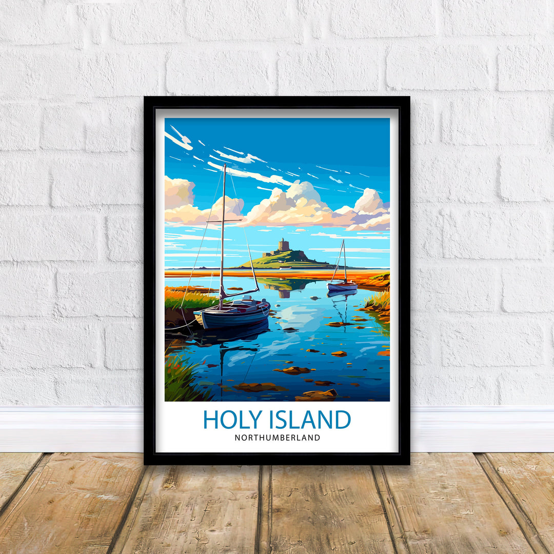 Holy Island Northumberland Travel Poster Holy Island Wall Decor Holy Island Poster Northumberland Travel Posters Holy Island Art Poster Holy