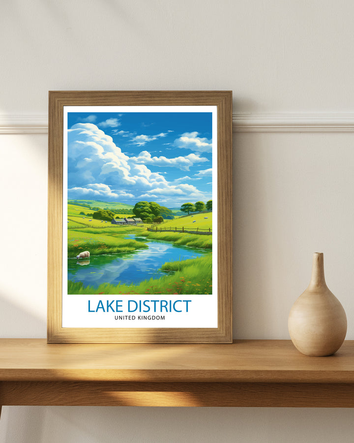 Lake District Cumbria Travel Poster Lake District Wall Art Lake District Home Decor Lake District Illustration Travel Poster, Gift for Lake