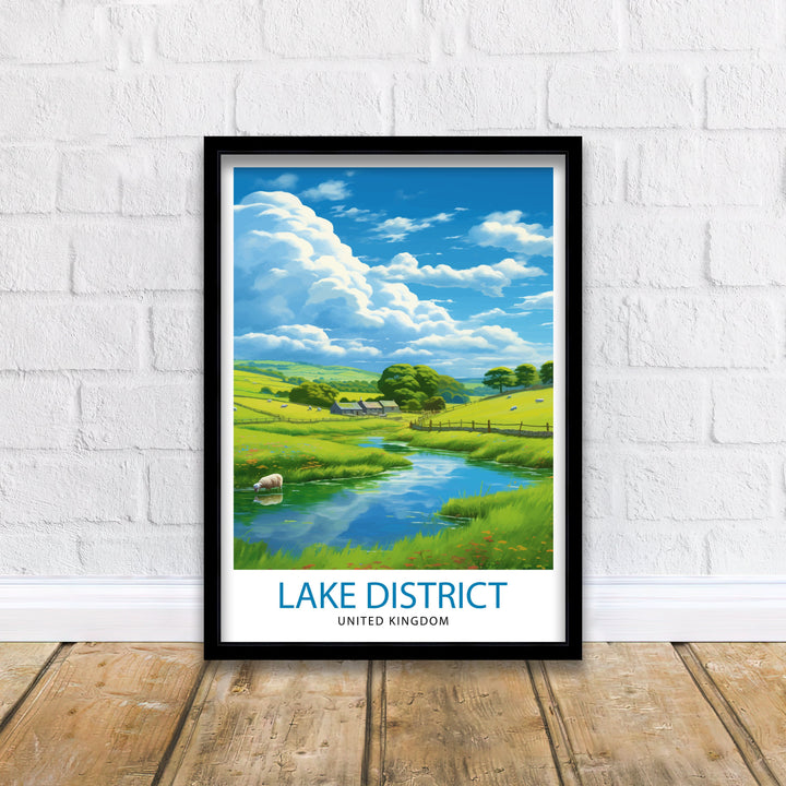 Lake District Cumbria Travel Poster Lake District Wall Art Lake District Home Decor Lake District Illustration Travel Poster, Gift for Lake