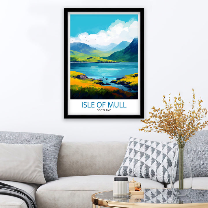 Isle of Mull Scotland Travel Poster Mull Wall Decor Mull Home Living Decor Scotland Illustration Travel Poster Gift for Mull Scotland Home