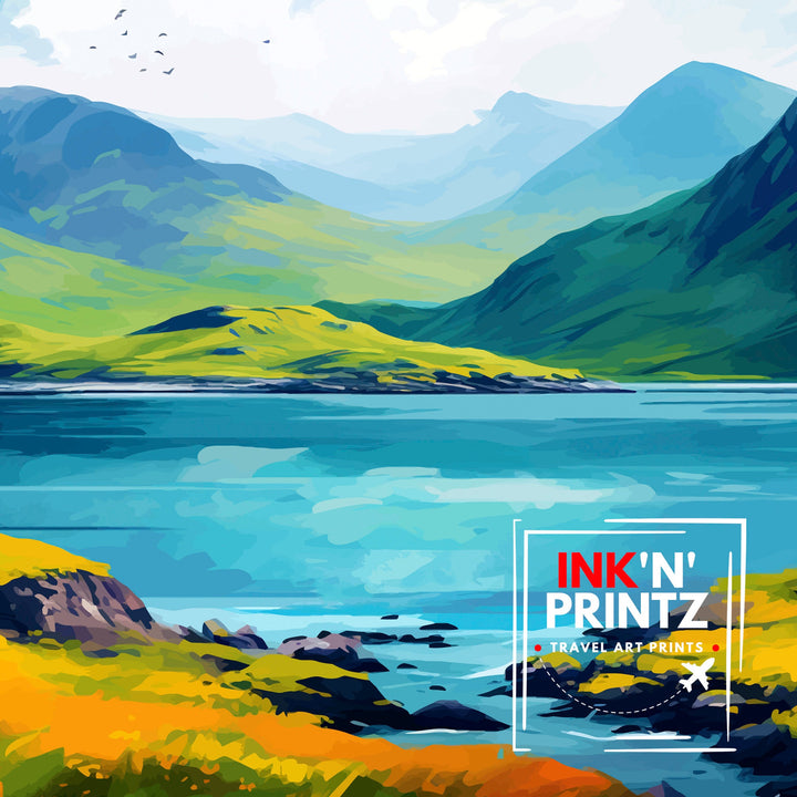 Isle of Mull Scotland Travel Poster Mull Wall Decor Mull Home Living Decor Scotland Illustration Travel Poster Gift for Mull Scotland Home