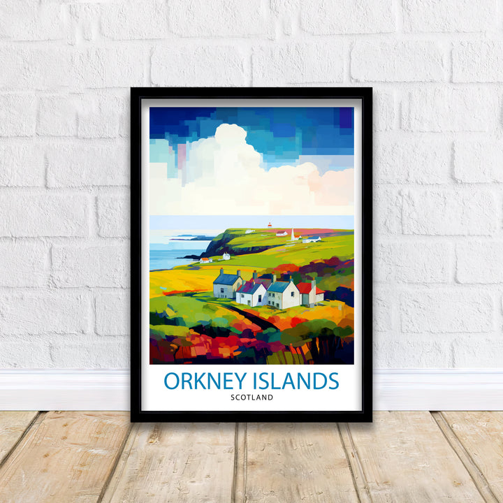 Orkney Islands Travel Poster, Orkney Wall Art, Scotland Poster, Orkney Illustration, Travel Gift for Scotland, Orkney Home Decor