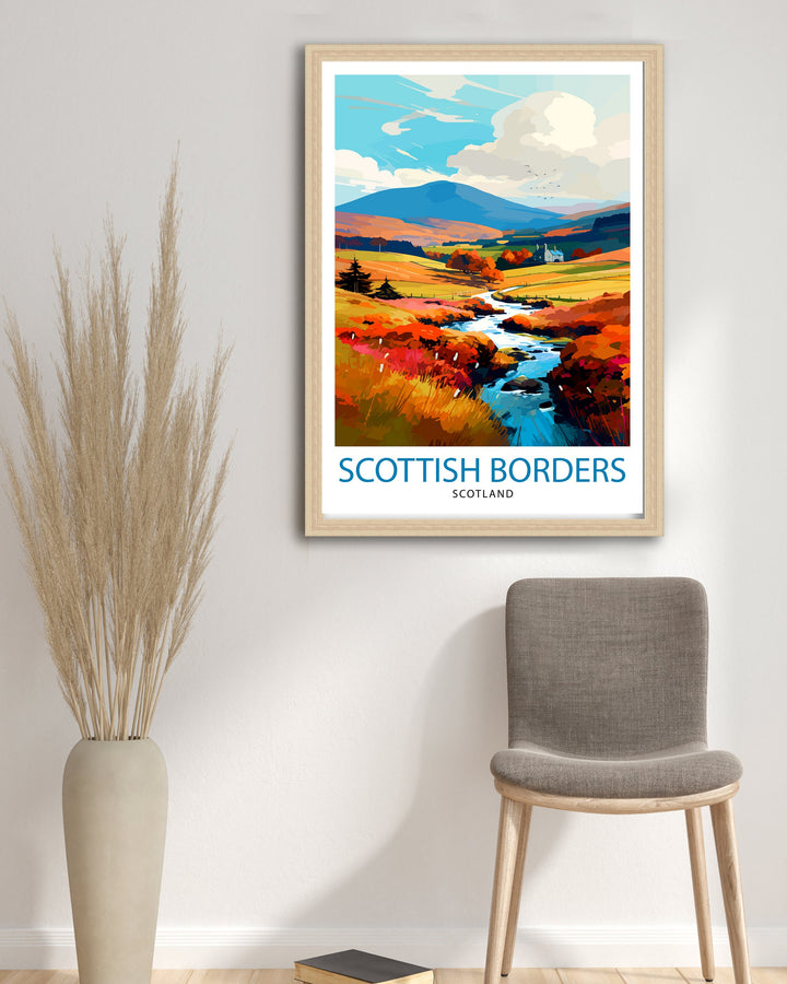 Scottish Borders Travel Poster Scottish Borders Wall Decor Scottish Borders Poster Scotland Travel Posters Scottish Borders Art Poster Scottish