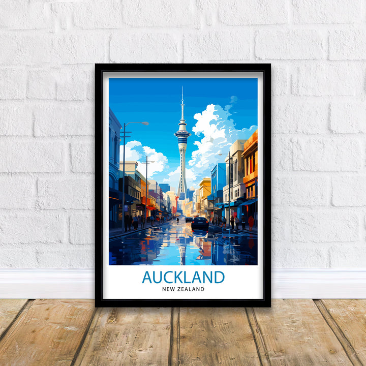 Auckland New Zealand Travel Poster Auckland Wall Decor Vibrant City Poster New Zealand Art Skyline Illustration Decorative Wall Art Gift Idea