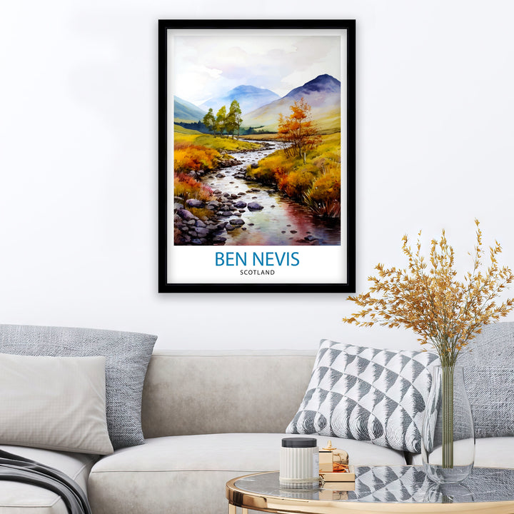 Ben Nevis Poster Scottish Mountain Decor Fort William Scotland Wall Art Ben Nevis Summit Poster Scottish Highlands Landscape Artwork Hiking