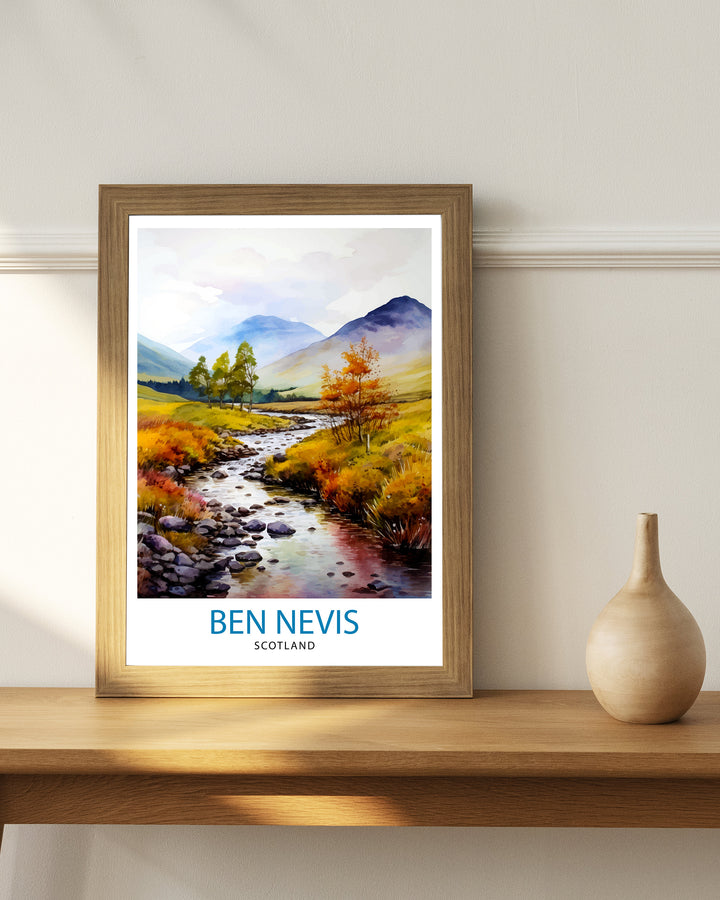 Ben Nevis Poster Scottish Mountain Decor Fort William Scotland Wall Art Ben Nevis Summit Poster Scottish Highlands Landscape Artwork Hiking