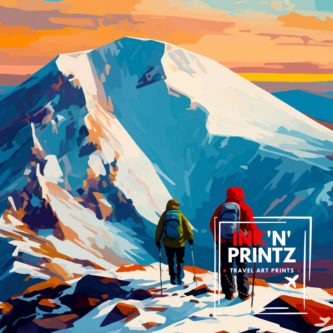 Ben Nevis Poster Scottish Mountain Decor Fort William Scotland Wall Art Ben Nevis Summit Poster Scottish Highlands Landscape Artwork Hiking