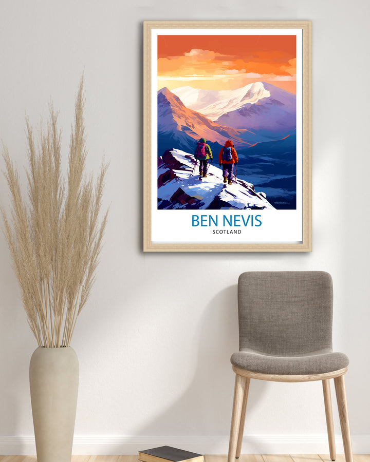 Ben Nevis Poster Scottish Mountain Decor Fort William Scotland Wall Art Ben Nevis Summit Poster Scottish Highlands Landscape Artwork Hiking