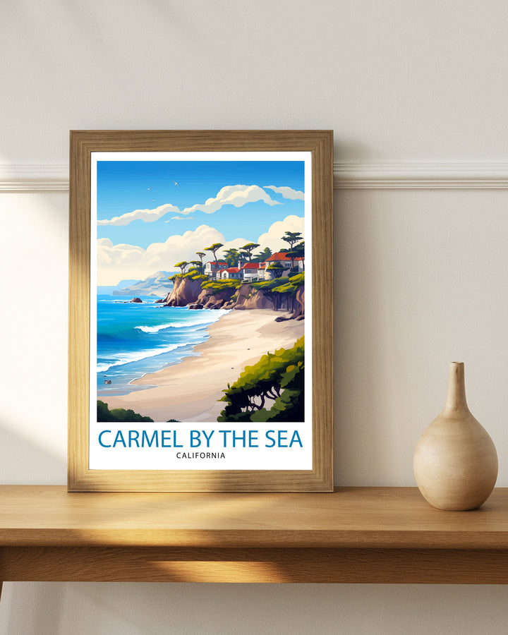 Carmel-by-the-Sea California Travel Print Carmel Wall Art Home Living Decor Travel Poster Gift for Carmel California Coastal Decor