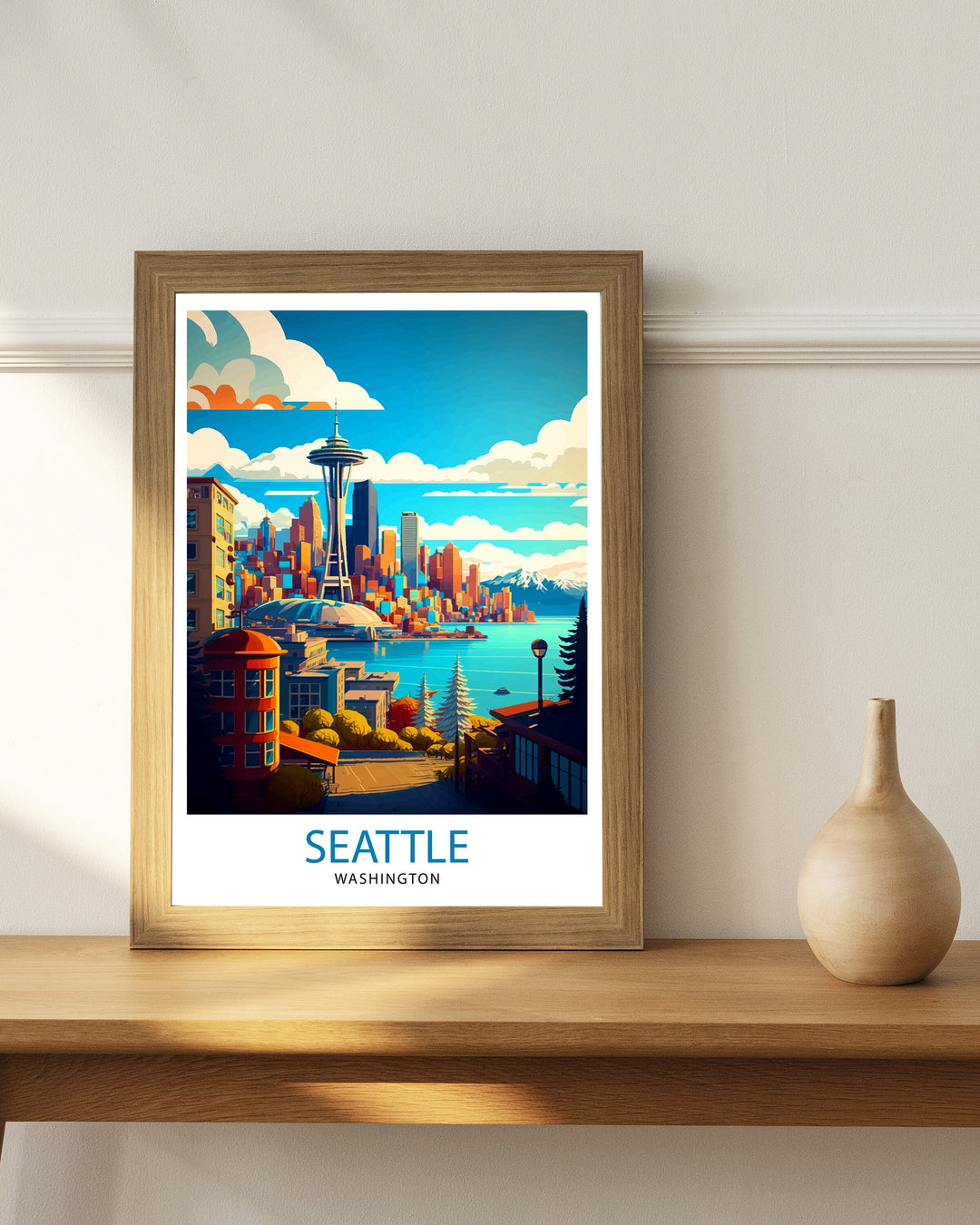 Seattle Travel Poster Seattle Wall Art Seattle Skyline Seattle Home Decor Travel Poster Washington Poster, US Travel Poster