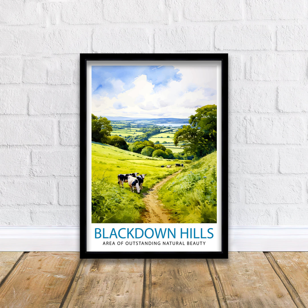 Blackdown Hills AONB Print Area of Outstanding Natural Beauty Art Blackdown Hills Poster Somerset Devon Border Wall Art English Countryside