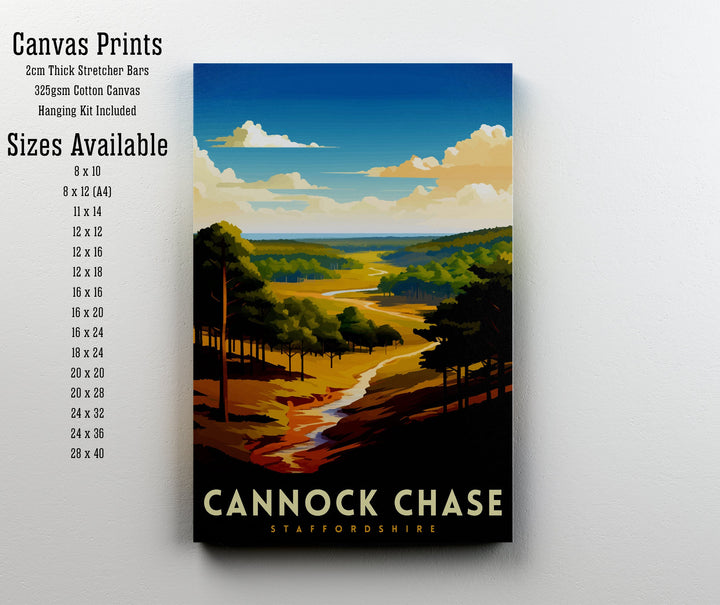 Cannock Chase AONB Print Staffordshire Nature Reserve Art Cannock Chase Poster English Woodland Wall Decor UK Wildlife Area Illustration