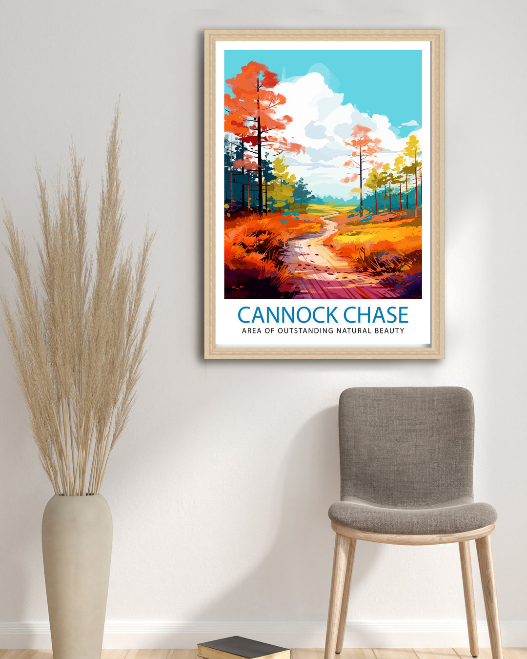 Cannock Chase AONB Print Staffordshire Nature Reserve Art Cannock Chase Poster English Woodland Wall Decor UK Wildlife Area Illustration