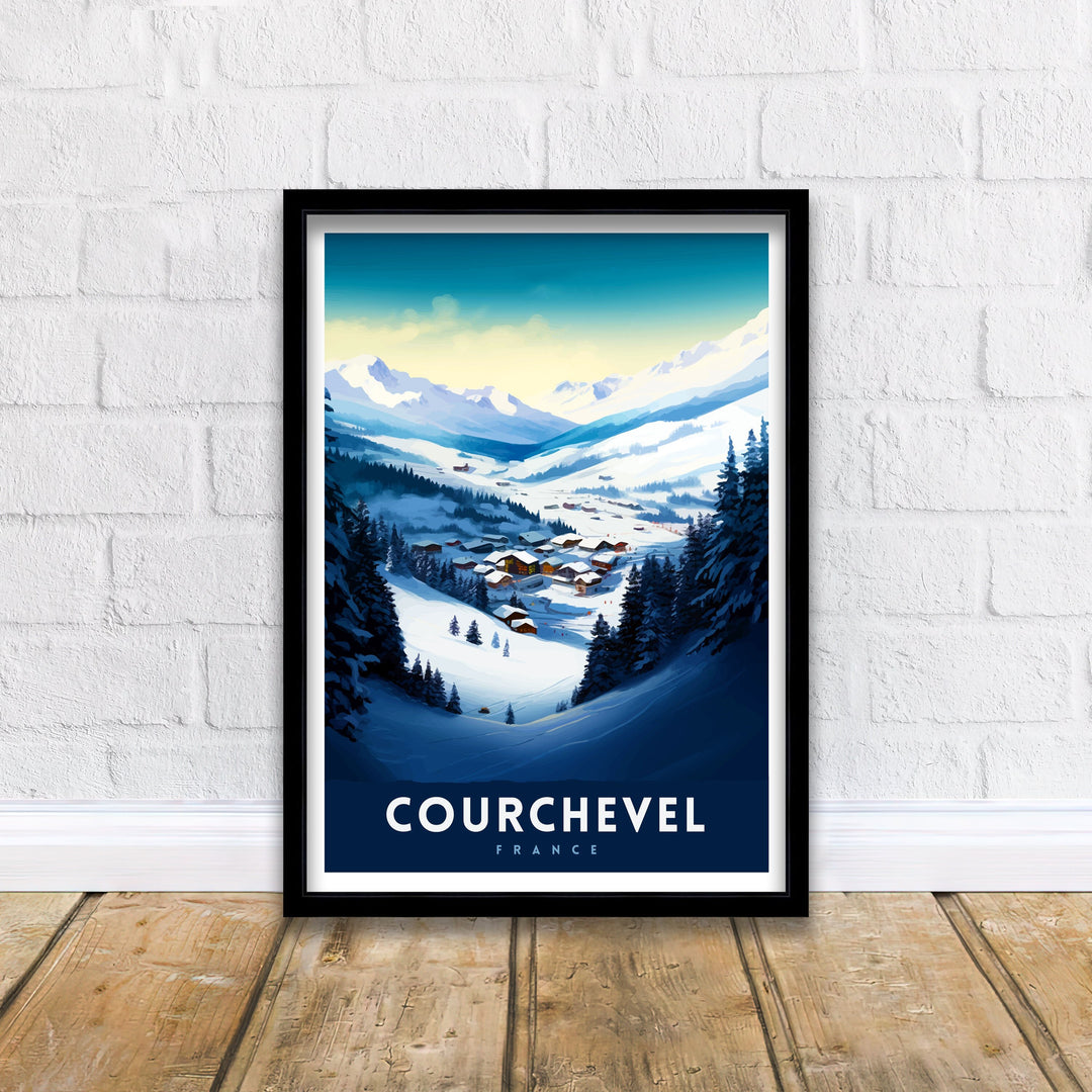 Courchevel Ski Resort Poster French Alps Winter Sports Poster Ski Lover Wall Art Courchevel Mountain View Decor France Skiing Trip Artwork