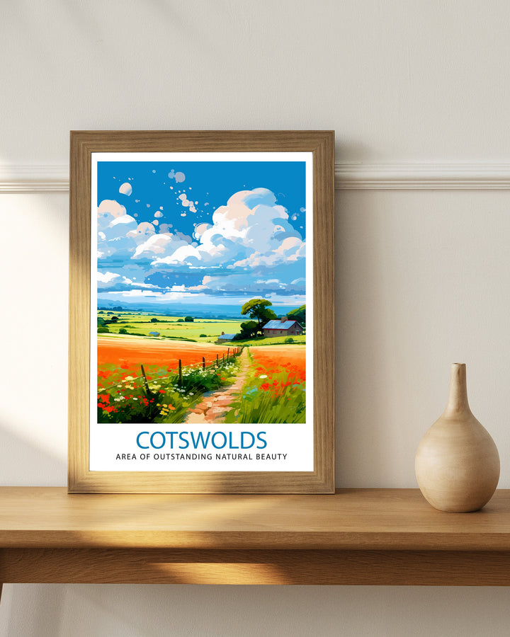 Cotswolds Travel Poster Cotswolds Wall Art Cotswolds Illustration Travel Poster Gift Cotswolds Home Decor