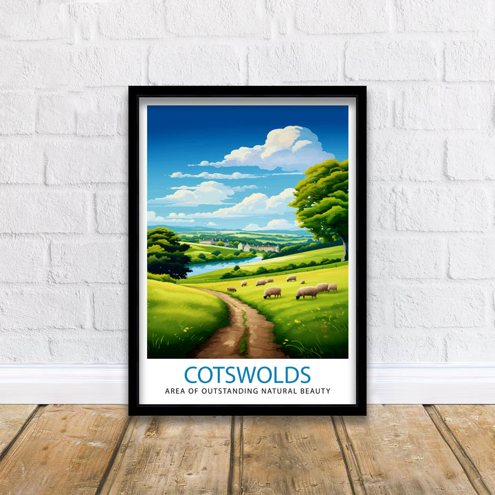 Cotswolds Travel Poster Cotswolds Wall Art Cotswolds Illustration Travel Poster Gift Cotswolds Home Decor