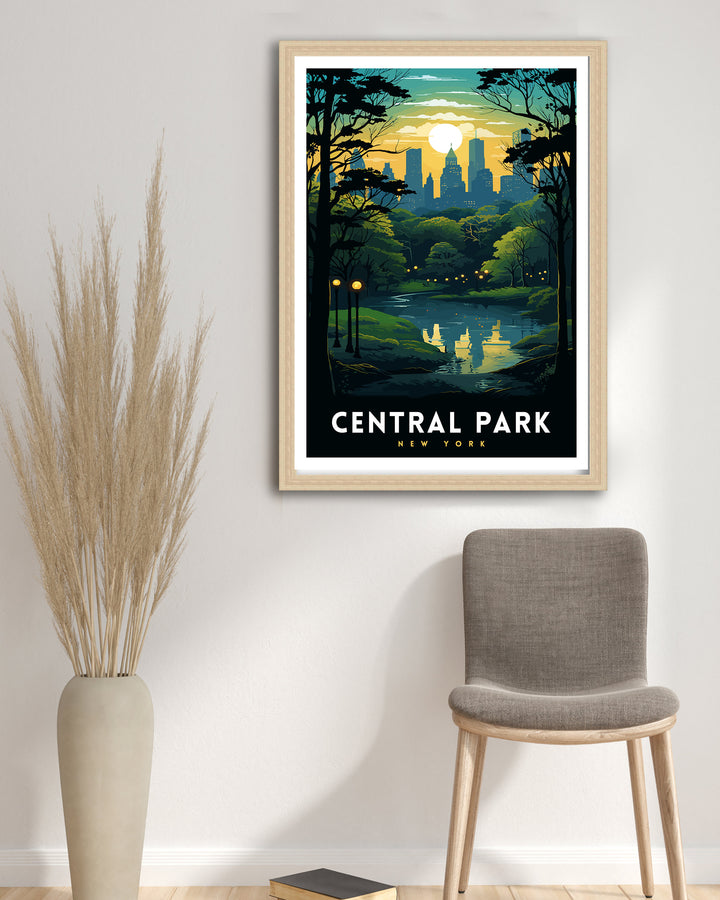 Central Park New York Travel Poster NYC Wall Decor Central Park Poster New York City Travel Posters Central Park Art Poster NYC Illustration