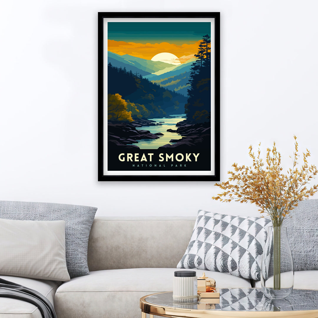 Great Smoky Mountains Travel Poster Smoky Mountains Wall Decor Smoky Mountains Home Living Decor Tennessee Travel Poster, USA National Park