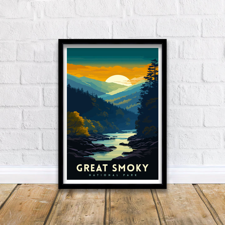 Great Smoky Mountains Travel Poster Smoky Mountains Wall Decor Smoky Mountains Home Living Decor Tennessee Travel Poster, USA National Park