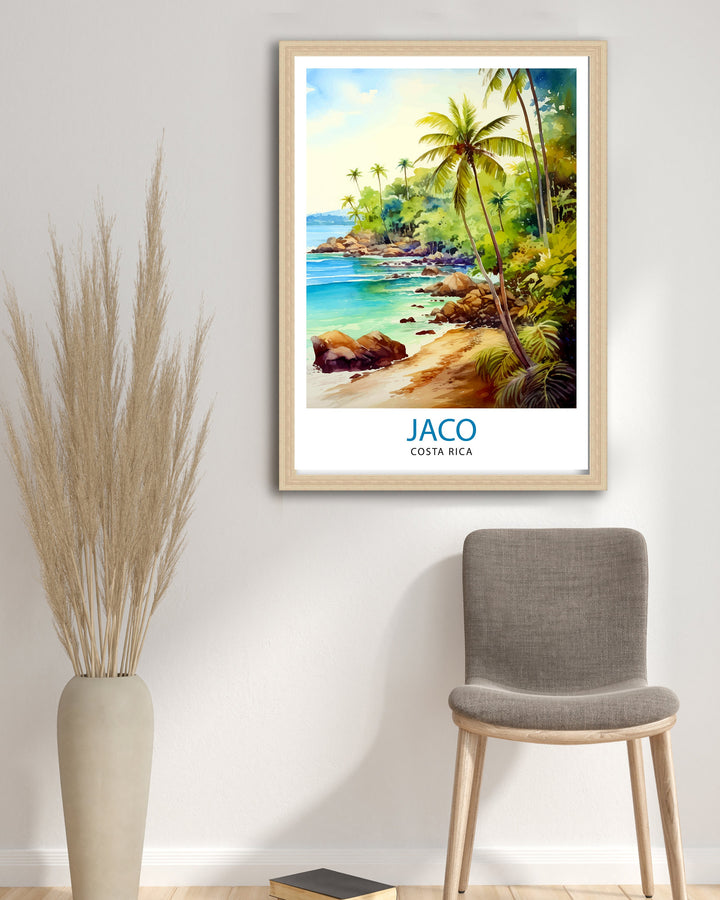 Jaco Costa Rica Poster Surf Paradise Art Tropical Beach Wall Art Jaco Beach Poster Costa Rican Coast Decor Pura Vida Lifestyle Illustration