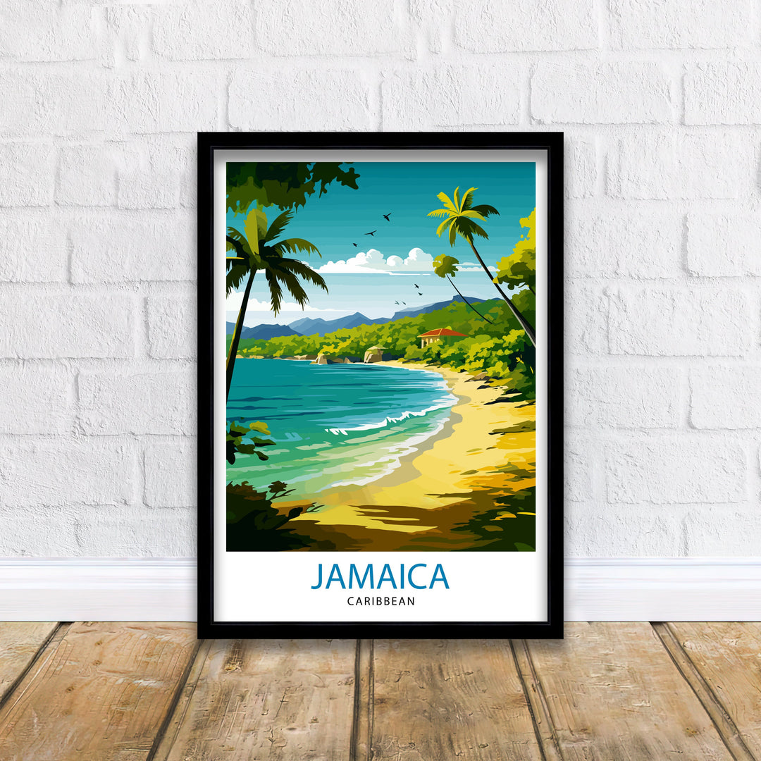 Jamaica Travel Poster, Jamaica Wall Art Jamaica Poster, Jamaica Home Decor Jamaica Illustration, Travel Poster Jamaica Gift, Jamaica Wall