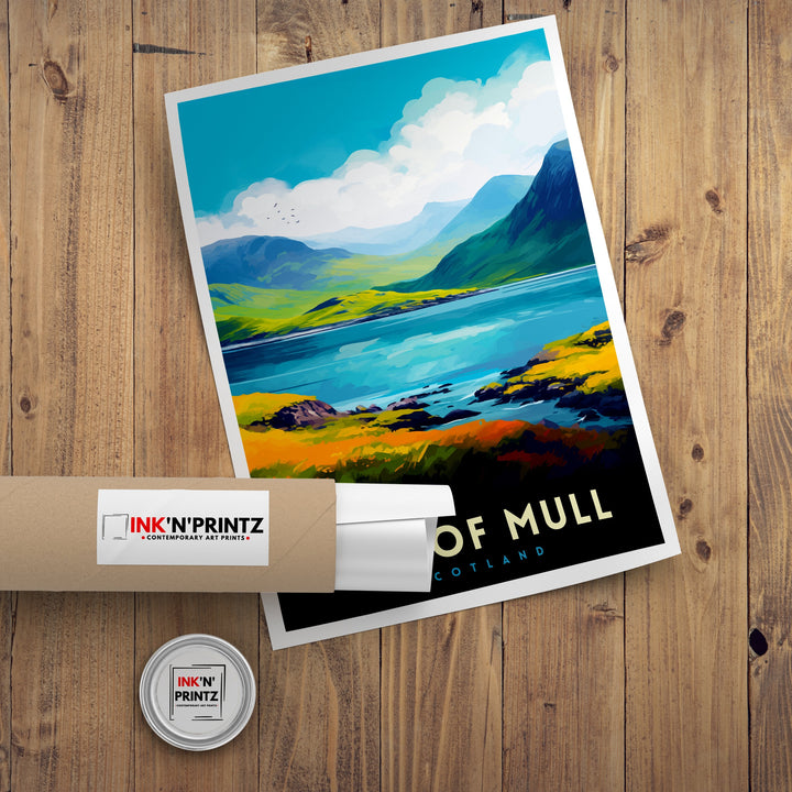 Isle of Mull Scotland Travel Poster Mull Wall Decor Mull Home Living Decor Scotland Illustration Travel Poster Gift for Mull Scotland Home