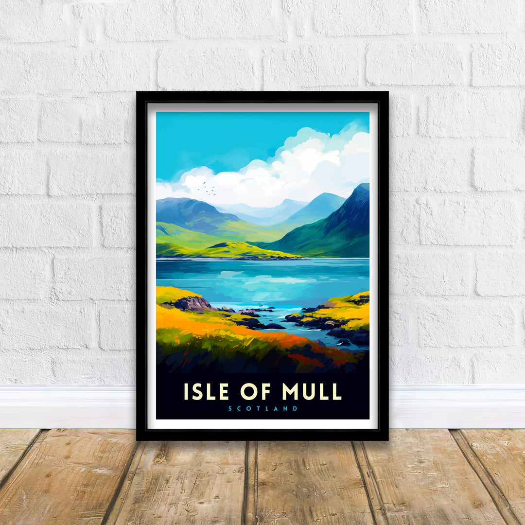 Isle of Mull Scotland Travel Poster Mull Wall Decor Mull Home Living Decor Scotland Illustration Travel Poster Gift for Mull Scotland Home