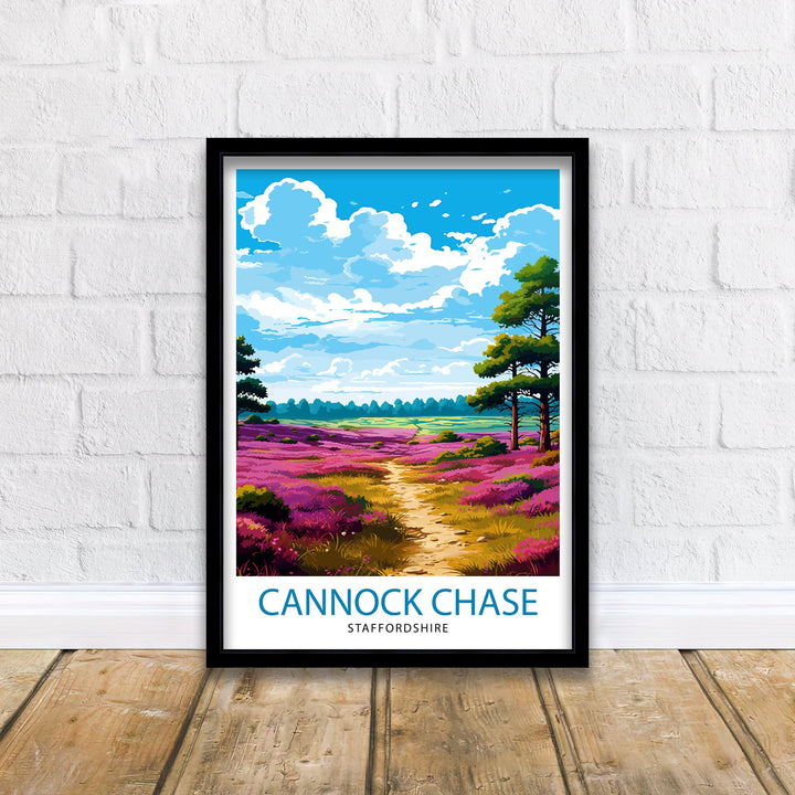 Cannock Chase AONB Print Staffordshire Nature Reserve Art Cannock Chase Poster English Woodland Wall Decor UK Wildlife Area Illustration