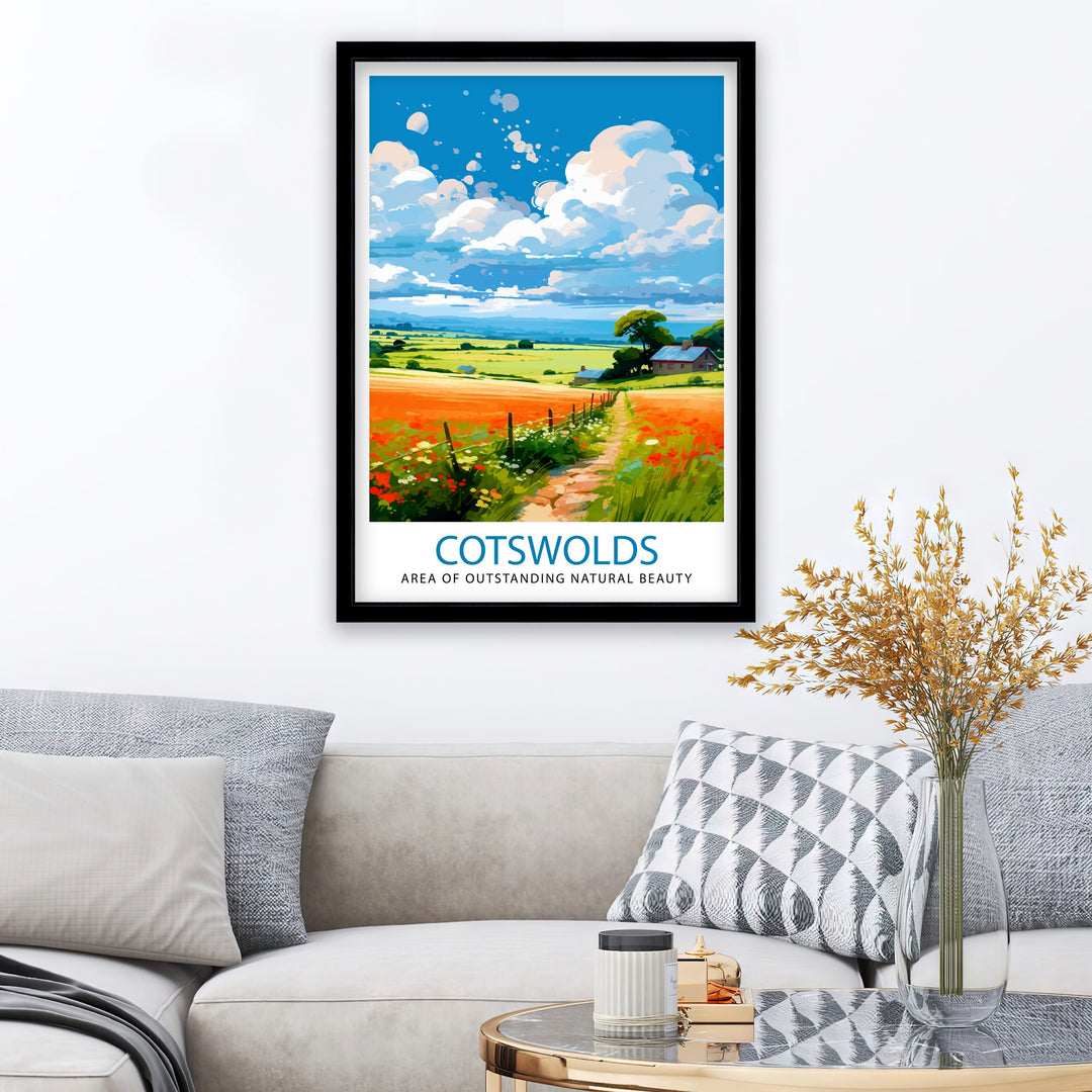 Cotswolds Travel Poster Cotswolds Wall Art Cotswolds Illustration Travel Poster Gift Cotswolds Home Decor