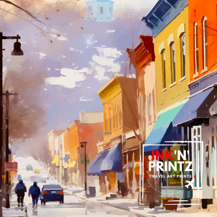 Galena Illinois Print Historic Town Art Galena Main Street Poster Illinois Landscape Decor Midwest Charm Wall Art