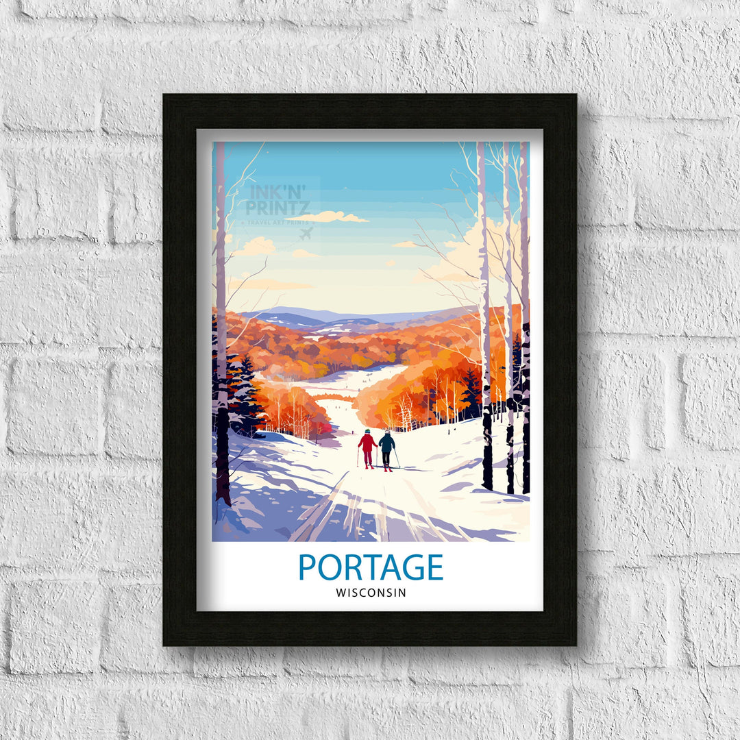 Portage Wisconsin Print Small Town Charm Art Portage Cityscape Poster Wisconsin Landscape Wall Art Midwestern Town Decor American Hometown