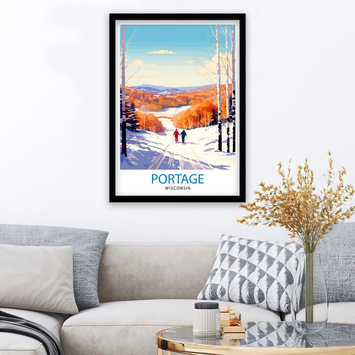 Portage Wisconsin Print Small Town Charm Art Portage Cityscape Poster Wisconsin Landscape Wall Art Midwestern Town Decor American Hometown