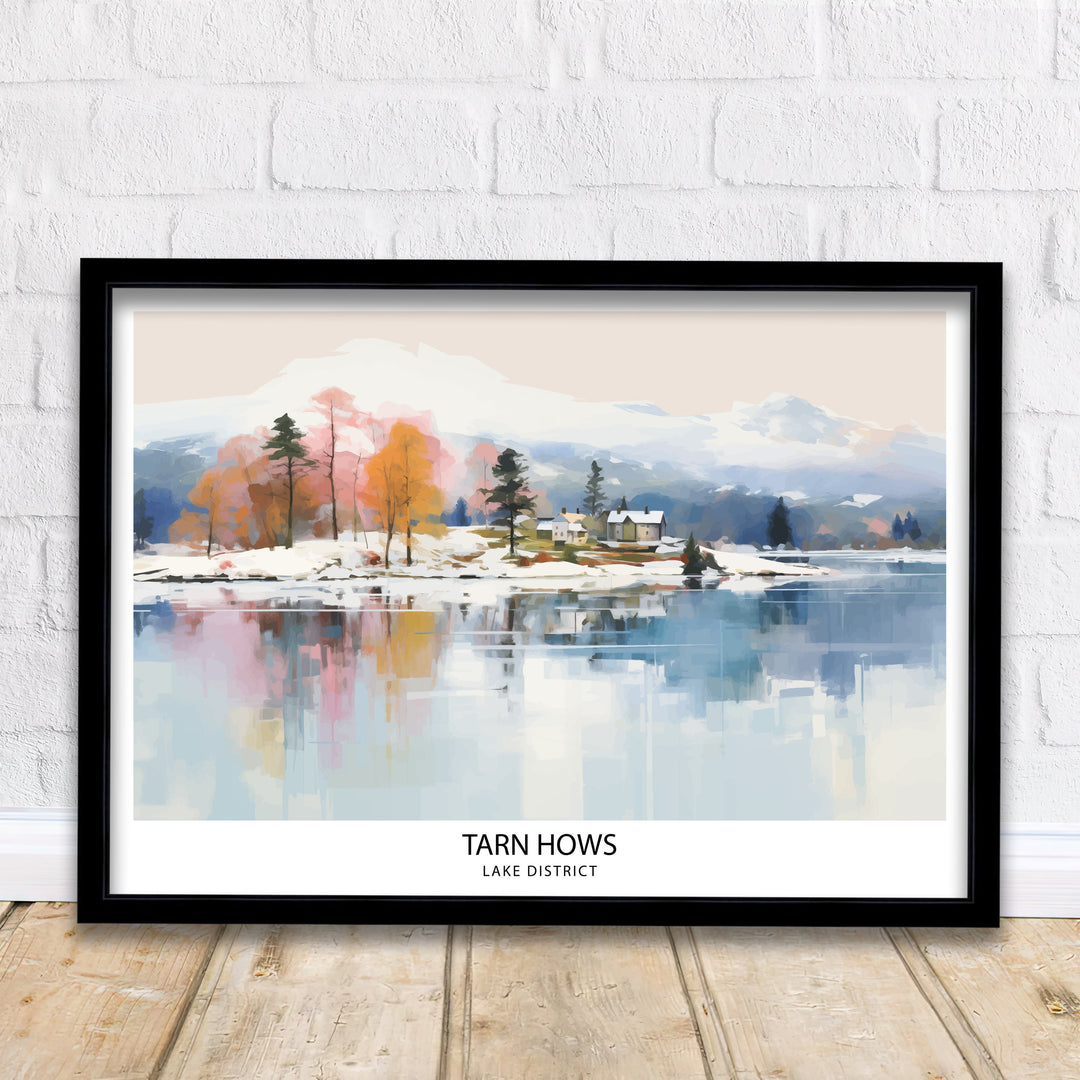 Tarn Hows Lake District Travel Print Lake District Wall Decor Tarn Hows Home Living Decor Tarn Hows Illustration Travel Poster Gift