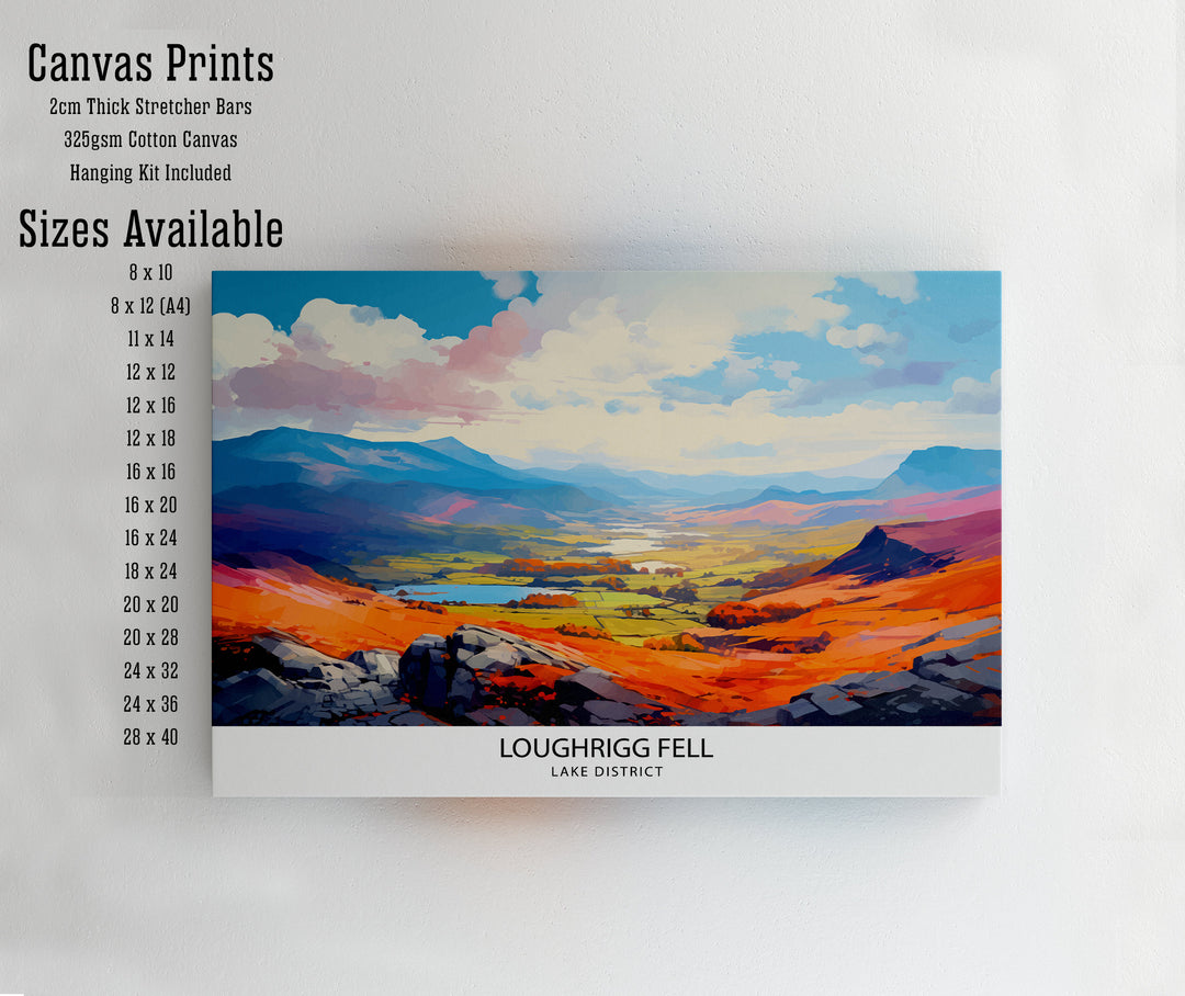 Loughrigg Fell Lake District Travel Print Lake District Wall Decor Loughrigg Fell Home Living Decor Lake District Illustration Travel Poster